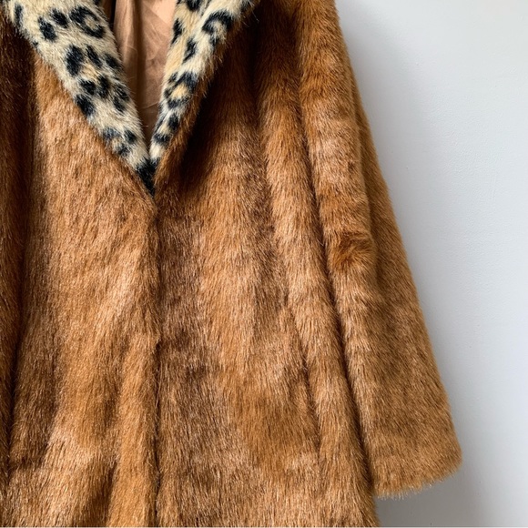 Topshop boutique faux fur overcoat size uk 12 - Picture 7 of 11